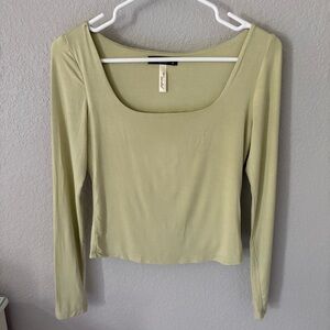 Final Touch Light Green Square Neck Modal Top with Lining and Pilling Women’s M